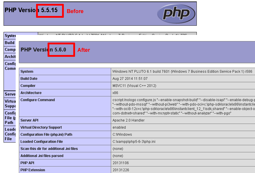 Use a Different PHP Version image.